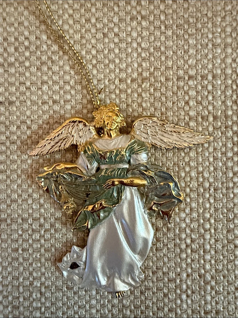 2003 Museum of Modern Art Gold, White and Green Angel Ornament.